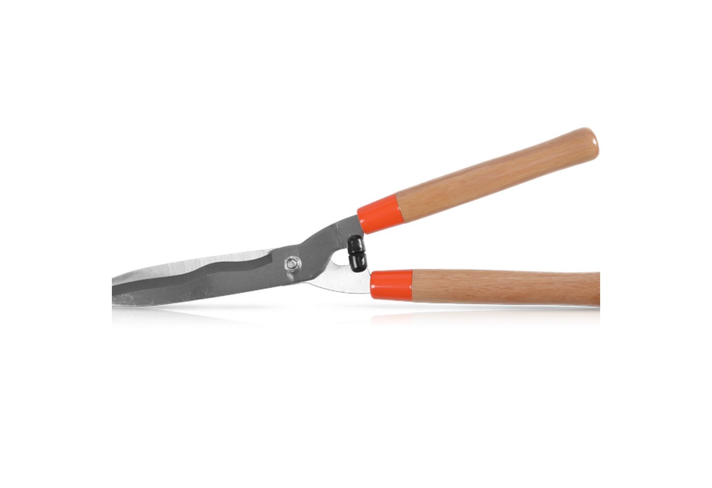 Hecht Heckenschere Hand Gartenschere mit Wellenschliff Klinge, 52 cm Länge, Holzgriffe