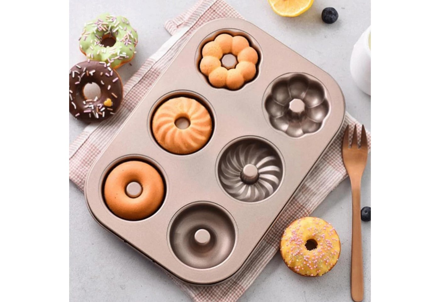 FELIXLEO Backform Metall Donut Backform 6 Loch Antihaft Kuchenform DIY, (1-tlg)