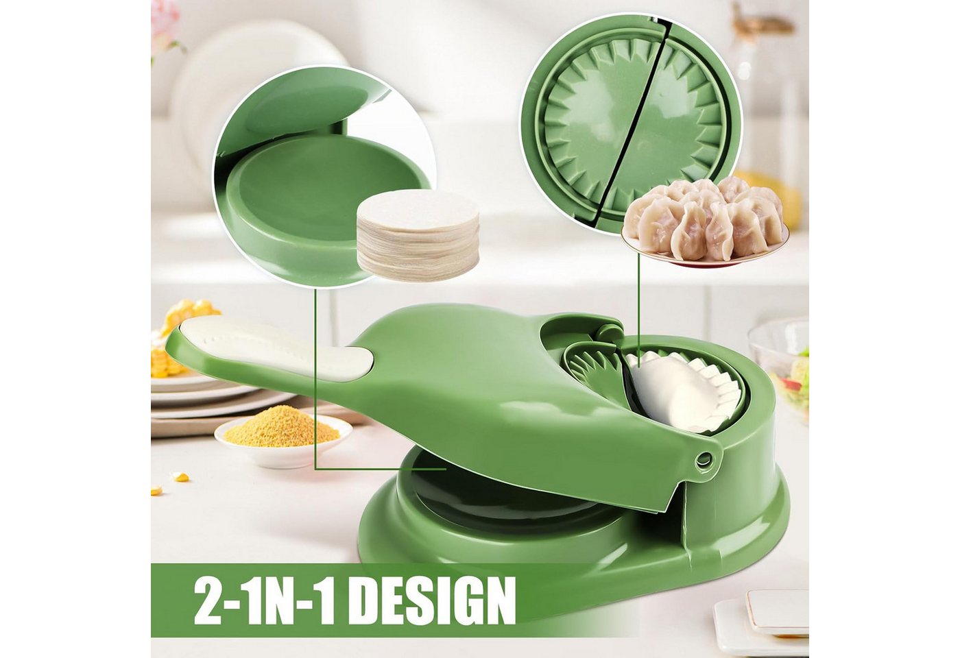 FELIXLEO Nudelmaschine 2in1 Dumpling Maker Teigtaschenformer Ravioli Former Manuell Bild 3