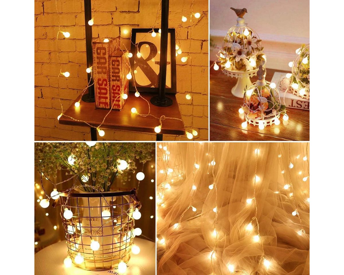 FELIXLEO LED-Lichterkette 5M 40 LED Globe Lichterkette Batterie Warmweiß Für Garten Deko Bild 4