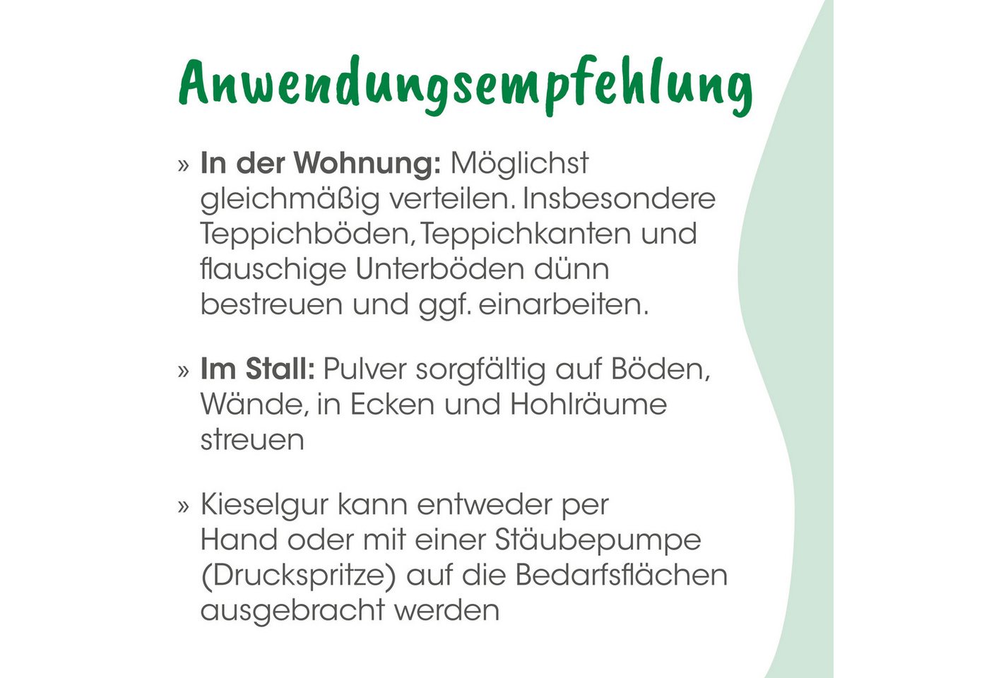 cdVet Milbenspray Kieselgur, 50 g, Kieselgur kann nicht überdosiert werden. Bild 4