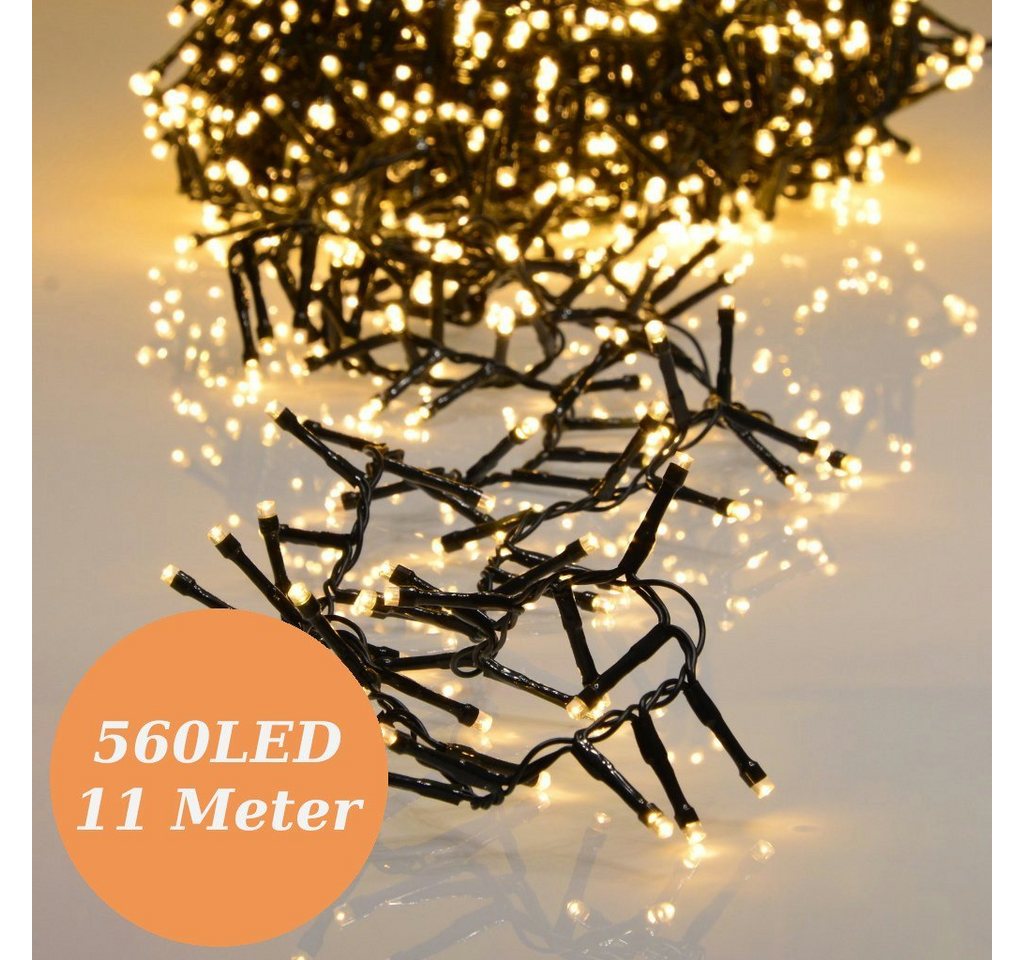 INtrenDU LED-Lichterkette Lichterkette warmeiß 560LED 11m, mit itegriertem Timer, Beleuchtungsprogrammen und Memoryfunktion Bild 4