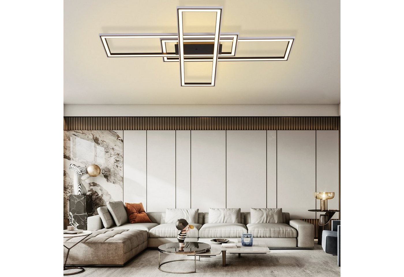 ZMH LED Deckenleuchte Deckenlampe Moderne Wohnzimmer Schlafzimmer mit Fernbedienung CCT/RGB, Augenschutz, Einfache Installtion, LED fest integriert, 3000-6000K, Modern RGB 13 Farbwechsel für Schlafzimmer Bild 3