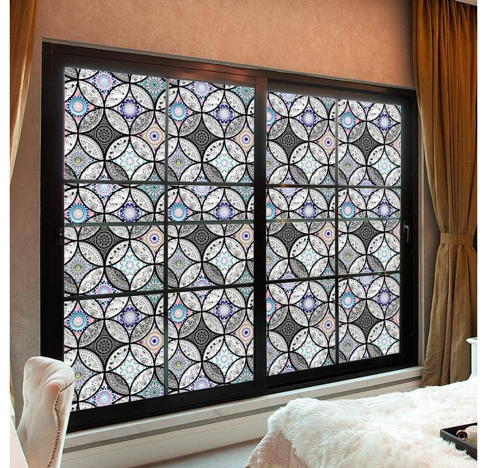 FELIXLEO Fensterfolie Dekorfolie Fensterfolie Milchglasfolie Kreise Schwarz 44.5*200 Bild 2