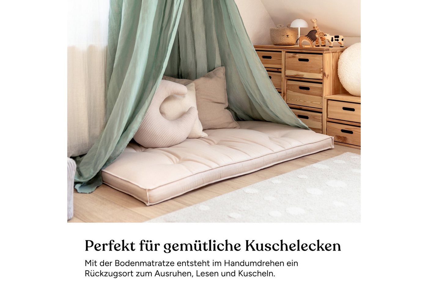 Ehrenkind Bodenkissen Bodenmatratze Futonmatratze aus 100 % Bio-Baumwolle, weich gepolstert, in 2 Größen Bild 4