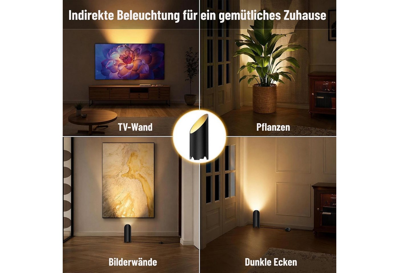 FELIXLEO LED Gartenstrahler LED Bodenstrahler Innen 3000K 7W GU10 Schwarz 1 Stück Bild 2