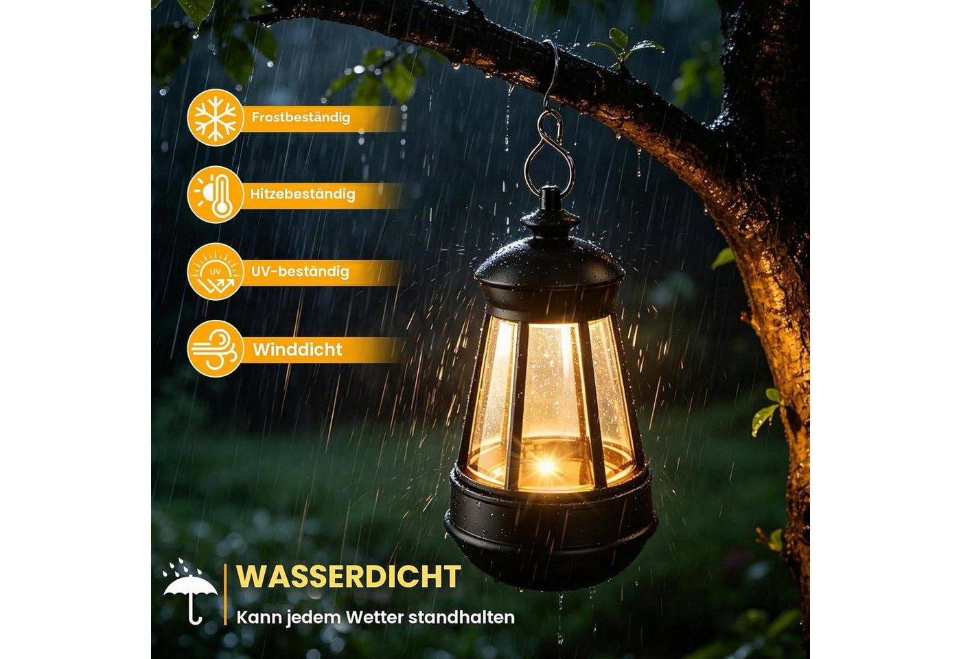 FELIXLEO LED Solarleuchte 2 Stück Solar Laternen Hängend mit Lichtsensor für Garten Camping Bild 2