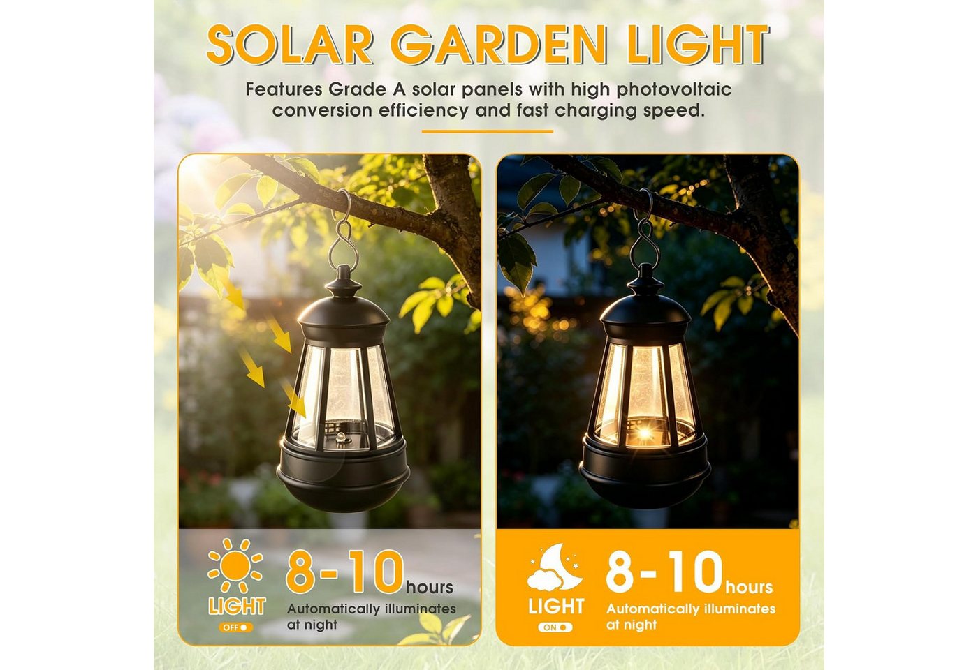 FELIXLEO LED Solarleuchte 2 Stück Solar Laternen Hängend mit Lichtsensor für Garten Camping Bild 4