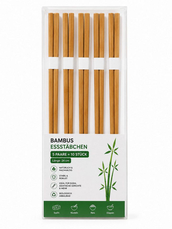 HH-Haushalt Grillbesteck-Set Bambus Essstäbchen 5 Paar = 10 Stück (L 24 cm) Bild 2