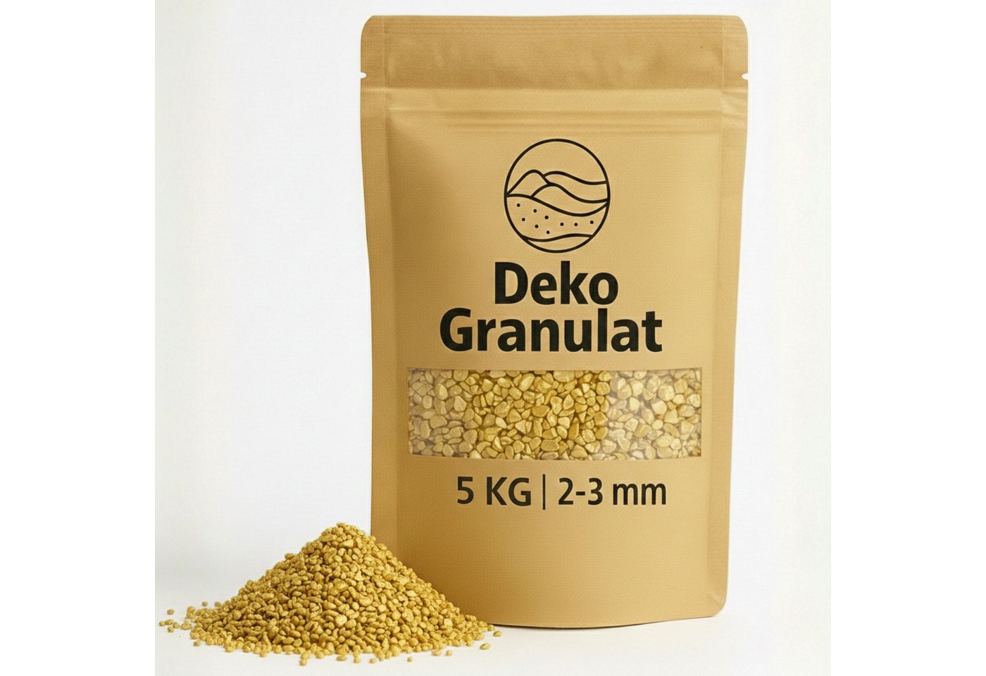 matches21 HOME & HOBBY Deko-Granulate Deko-Granulat 5 KG gold Ø 2-3 mm Vasen Glas-Füllung Streudeko, (1 St), Kleine bunte Deko-Steine als Tischdeko Hochzeitsdeko