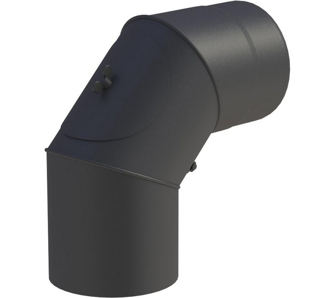 Feuercampus Ofenrohr Ø 120 mm Bogen drehbar 0-90° - mit Tür - schwarz, 120 mm