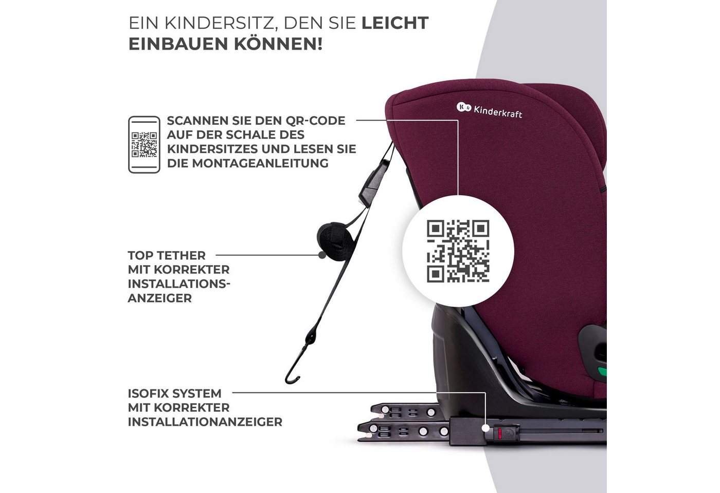 Kinderkraft Autokindersitz ONETO3 i-Size, ab: 15 Monaten, bis: 12 Jahren, ab: 76 cm, bis: 150 cm Bild 4