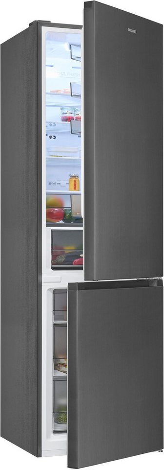 exquisit Kühl-/Gefrierkombination KGC380-115-NF-040A inoxlook-az, 200,5 cm hoch, 59,5 cm breit, Humidity Box für optimale Feuchtigkeitsregulierung & kein Abtauen mehr Bild 3