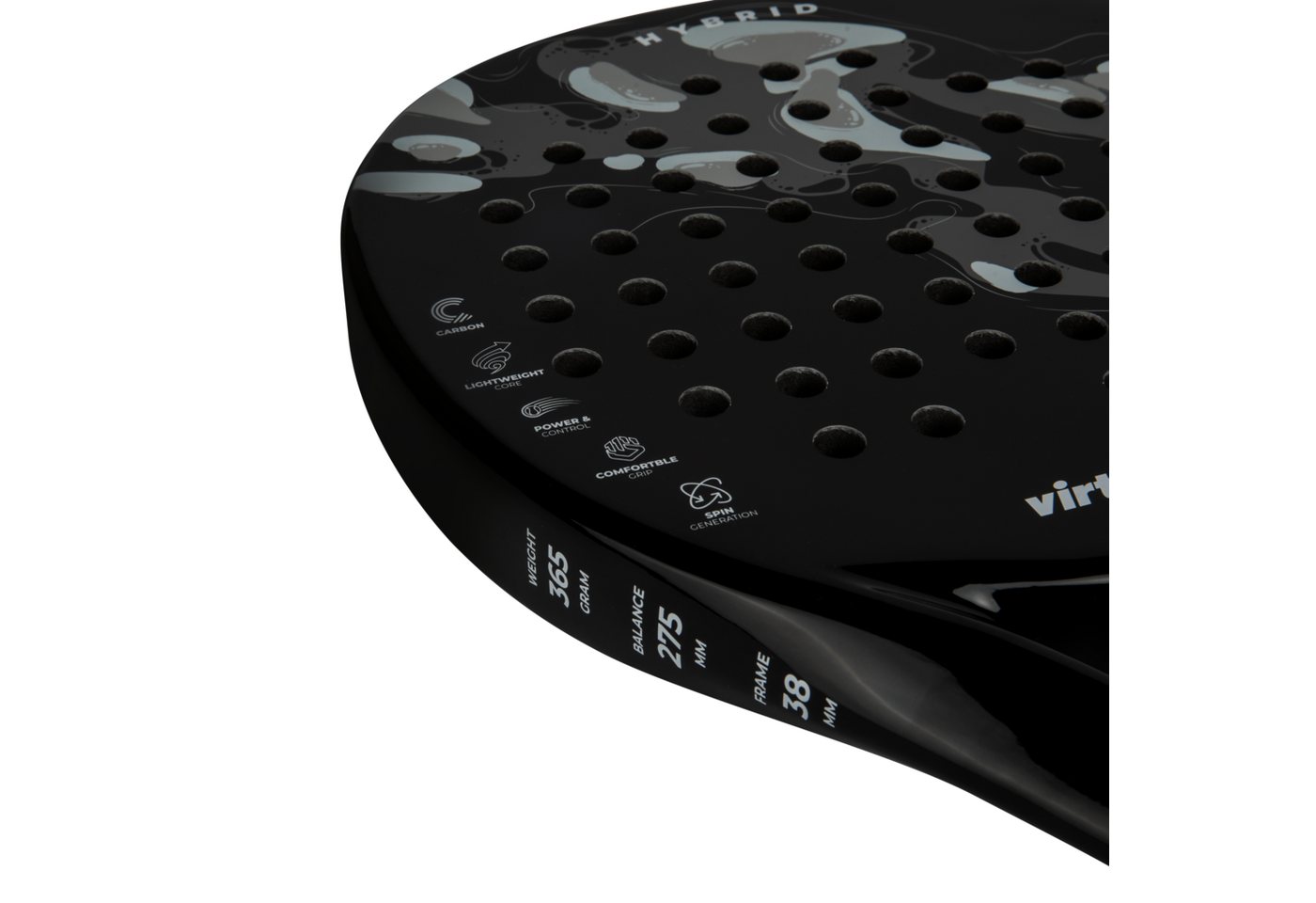 VirtuFit Padelschläger VirtuFit Hybrid Padel-Schläger Schwarz Grau 365 g Carbon EVA-Kern Bild 2