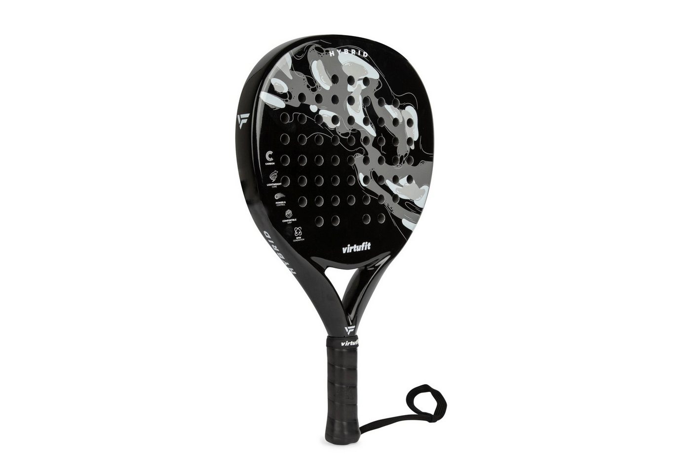 VirtuFit Padelschläger VirtuFit Hybrid Padel-Schläger Schwarz Grau 365 g Carbon EVA-Kern Bild 4