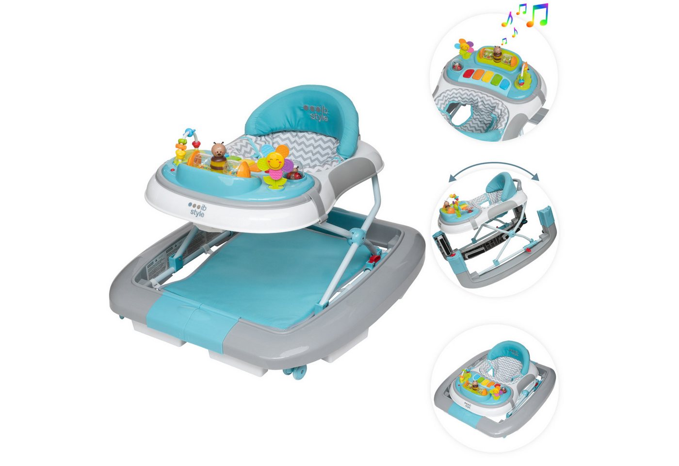 ib style Lauflernhilfe Wave Babywalker Mint, Lauflernwagen mit Schaukelfunktion & elektronischem Spielelement Bild 3