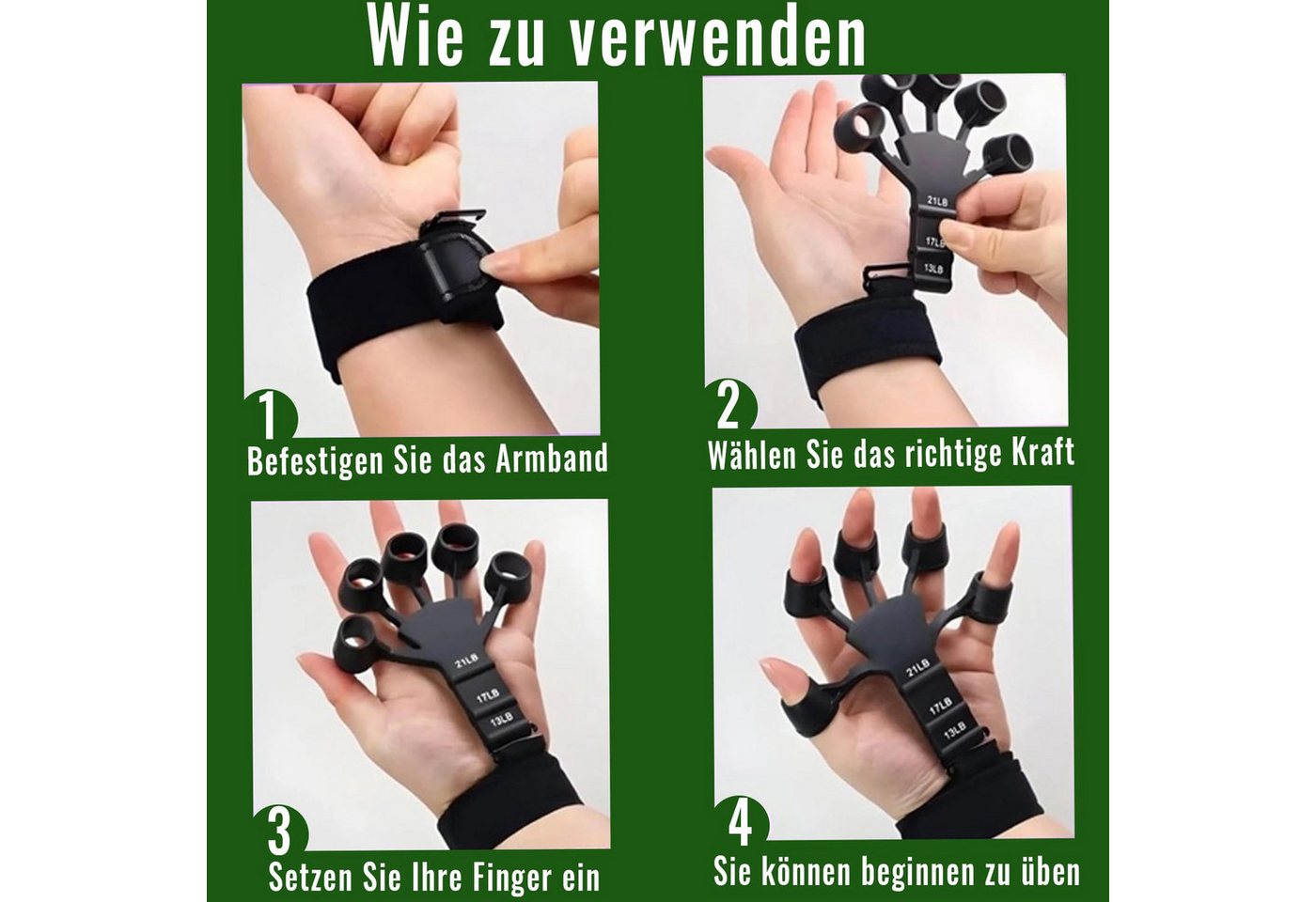 Kityhome Handmuskeltrainer Handtrainer-Set, 5-tlg., 5–60 kg, Zähler, Finger-Grip, Ideal für Klettern, Fitness, Instrumentenspiel & Büroarbeit Bild 2