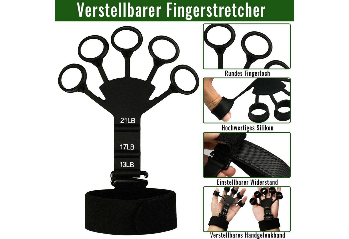 Kityhome Handmuskeltrainer Handtrainer-Set, 5-tlg., 5–60 kg, Zähler, Finger-Grip, Ideal für Klettern, Fitness, Instrumentenspiel & Büroarbeit Bild 4