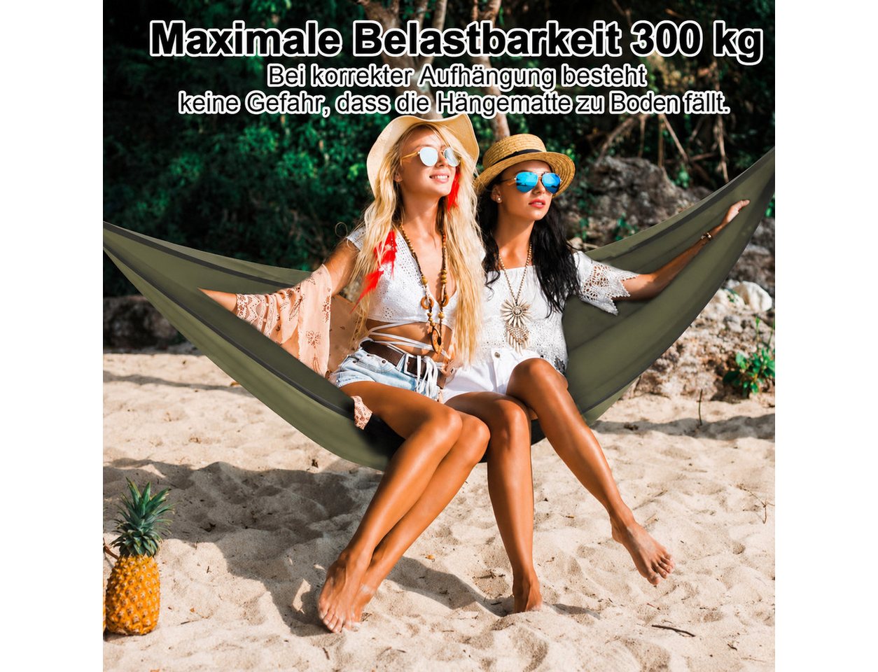 AIMAX Hängematte Camping Hängematte mit Moskitonetz aus 210T Nylon, Militärgrün, Ultraleicht, bis 300 kg belastbar, inkl. Gurte, Karabiner & Packsack