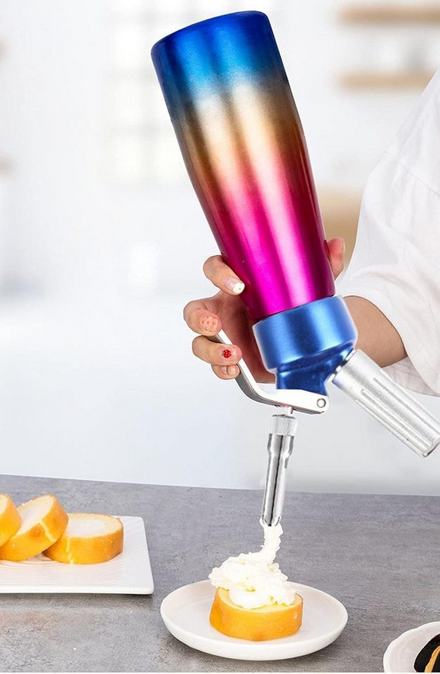 FELIXLEO Sahnesyphon 500ml Sahnespender Edelstahl Profi Sahnesyphon für Desserts, (2-tlg) Bild 3