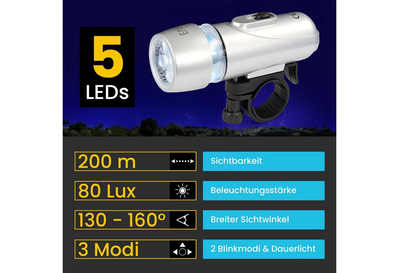 EAXUS Taschenlampe, Outdoor LED Beleuchtung rot & weiß, inkl. Halterungen, versch. Modi Bild 3