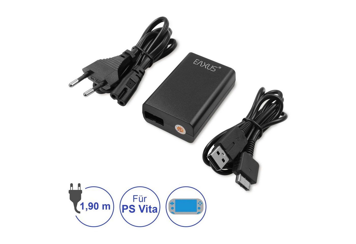 EAXUS Ladegerät Geeignet für PlayStation Vita Spielkonsolenzubehörkabel, Standard-USB, PS Vita, (190 cm), USB Ladekabel/Stromkabel für PS Vita
