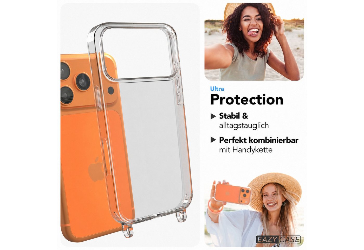 EAZY CASE Handykette Handyhülle für Handyketten mit Befestigungsösen für iPhone Modelle 6,9 Zoll, Hülle für Handykette, Transparent mit Ösen für Apple iPhone 17 Pro Max Bild 4