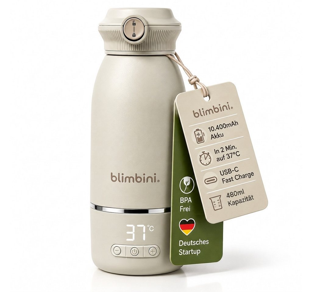 blimbini® Babyflaschenwärmer Pro Max tragbarer Flaschenwärmer Baby unterwegs mit Akku & USB-C, inkl. Schnelllade-Netzteil und USB-C Kabel Bild 2