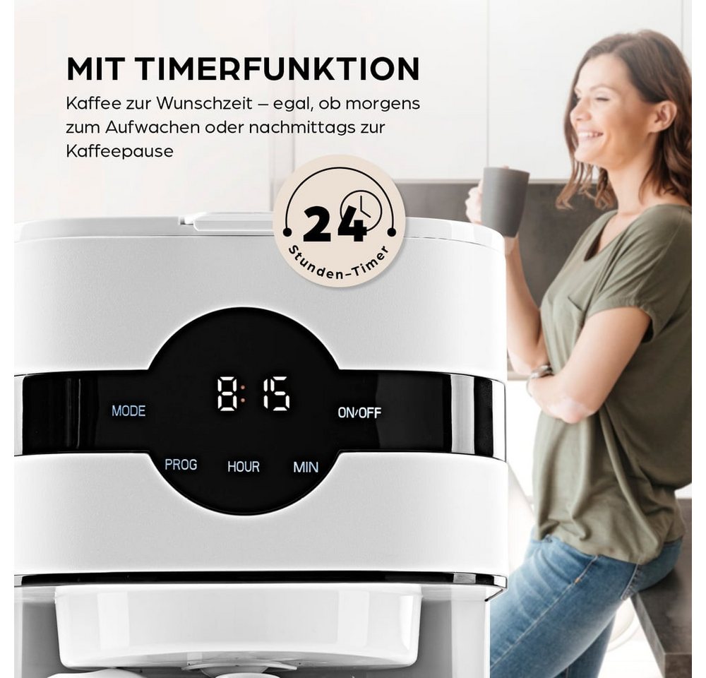 Barista Filterkaffeemaschine mit Thermokanne LED-Display 900W Edelstahl, 1l Kaffeekanne, 24h Timer & Permanentfilter, Für 8 Tassen Kaffee