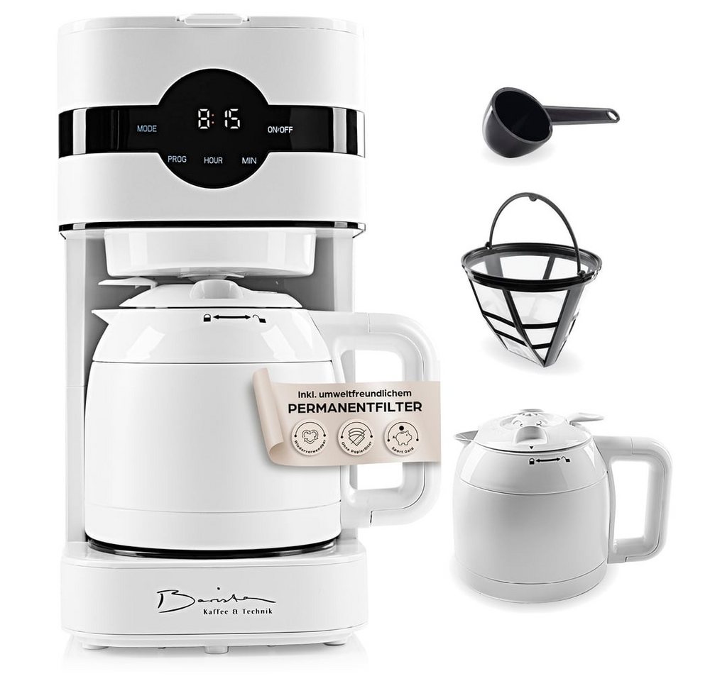 Barista Filterkaffeemaschine mit Thermokanne LED-Display 900W Edelstahl, 1l Kaffeekanne, 24h Timer & Permanentfilter, Für 8 Tassen Kaffee Bild 3