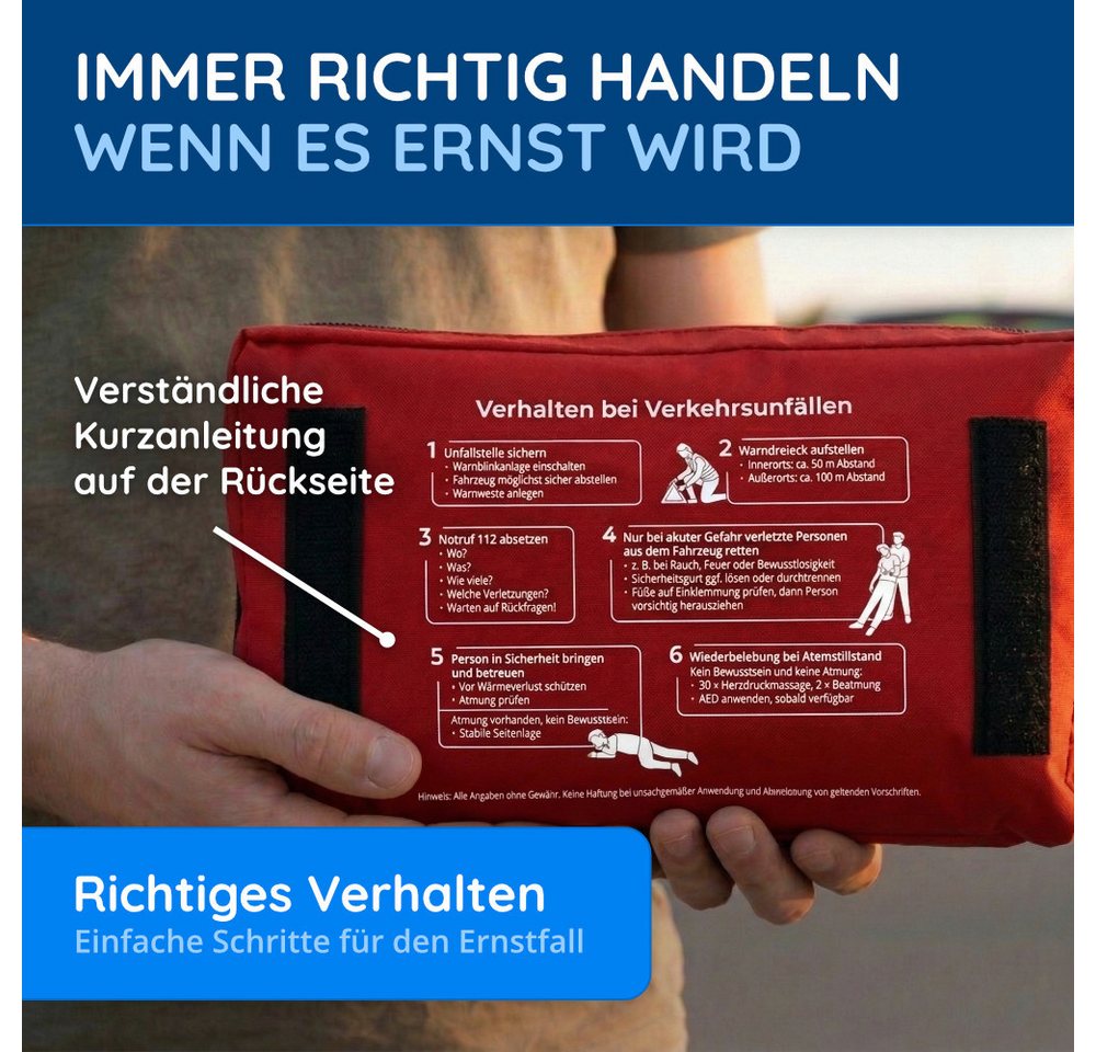 FLEXEO KFZ-Verbandtasche DIN 13164:2022, Erste-Hilfe-Set für Autos, PKWs