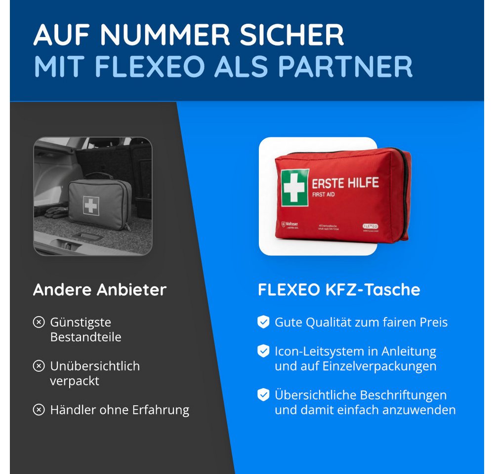 FLEXEO KFZ-Verbandtasche DIN 13164:2022, Erste-Hilfe-Set für Autos, PKWs Bild 2