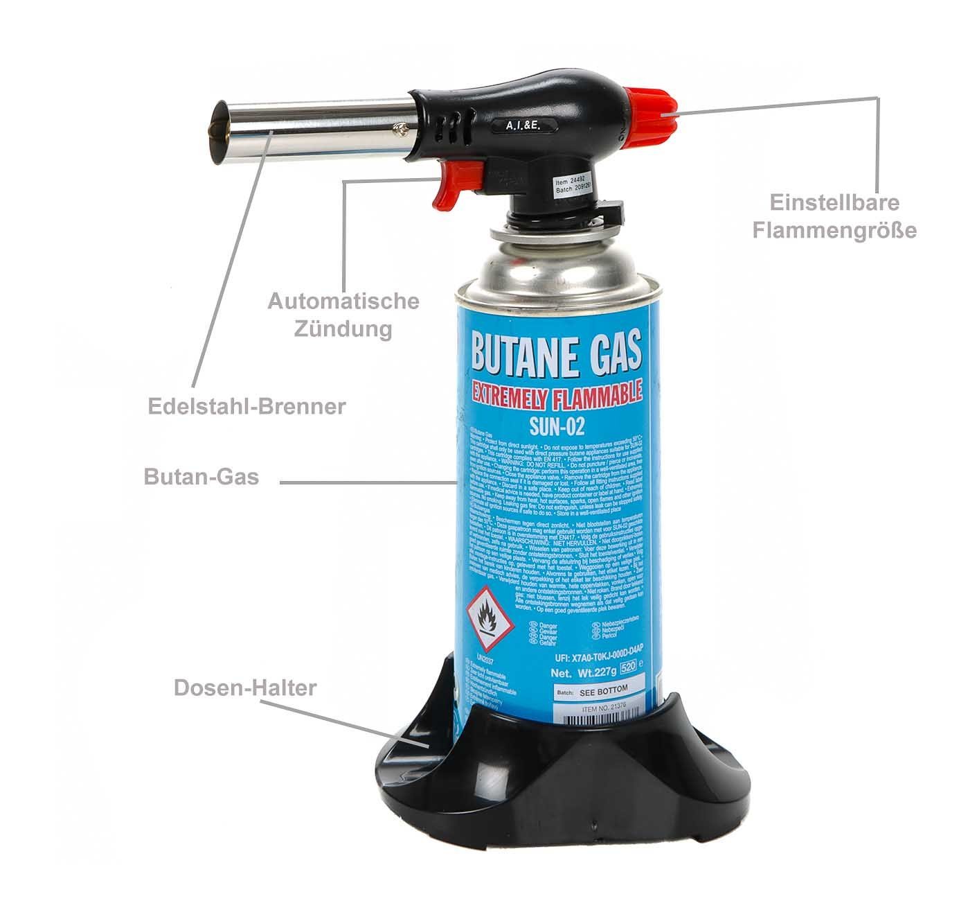All Ride Gaskartusche Universal-Brenner mit Butan-Gaskartusche, Zubehör für Unkrautbrennen, Bunsenbrenner Aufsatz, Butan-Gaskartusche Bild 3