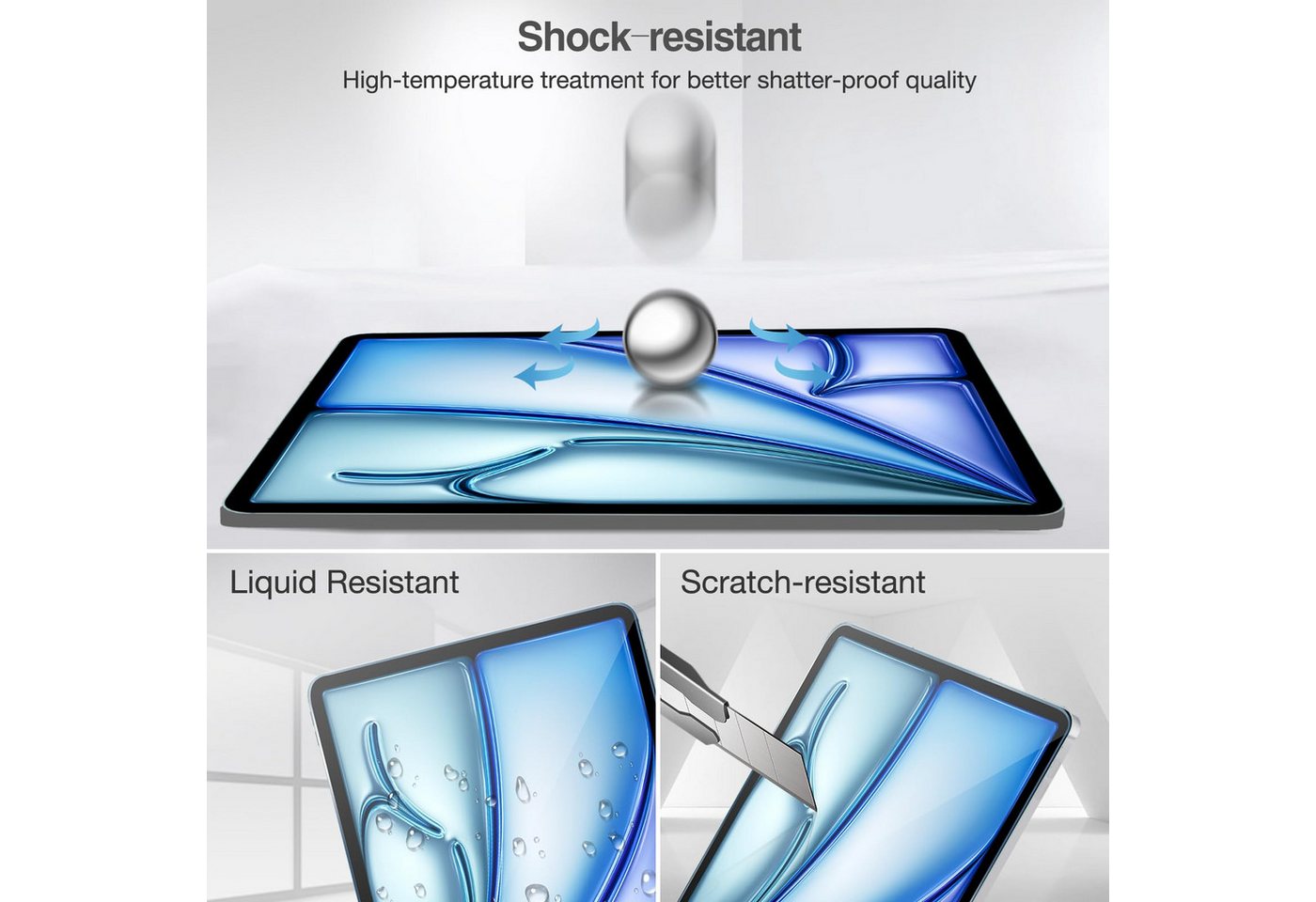 Toomoke Schutzfolie Panzerglas für iPad Air 11 Zoll/iPad Air 7/6. Generation Schutzfolie, (Displayschutz Kompatibel mit iPad Air 11 Zoll M3 2025/ M2 2024 (7/6. Generation), iPad Air 7/6.Generation (11 Zoll,Modelle 2024/2025), 9H Härte 2.5D [Hohe Auflösung][Anti-Bläschen][Anti-Kratzen]