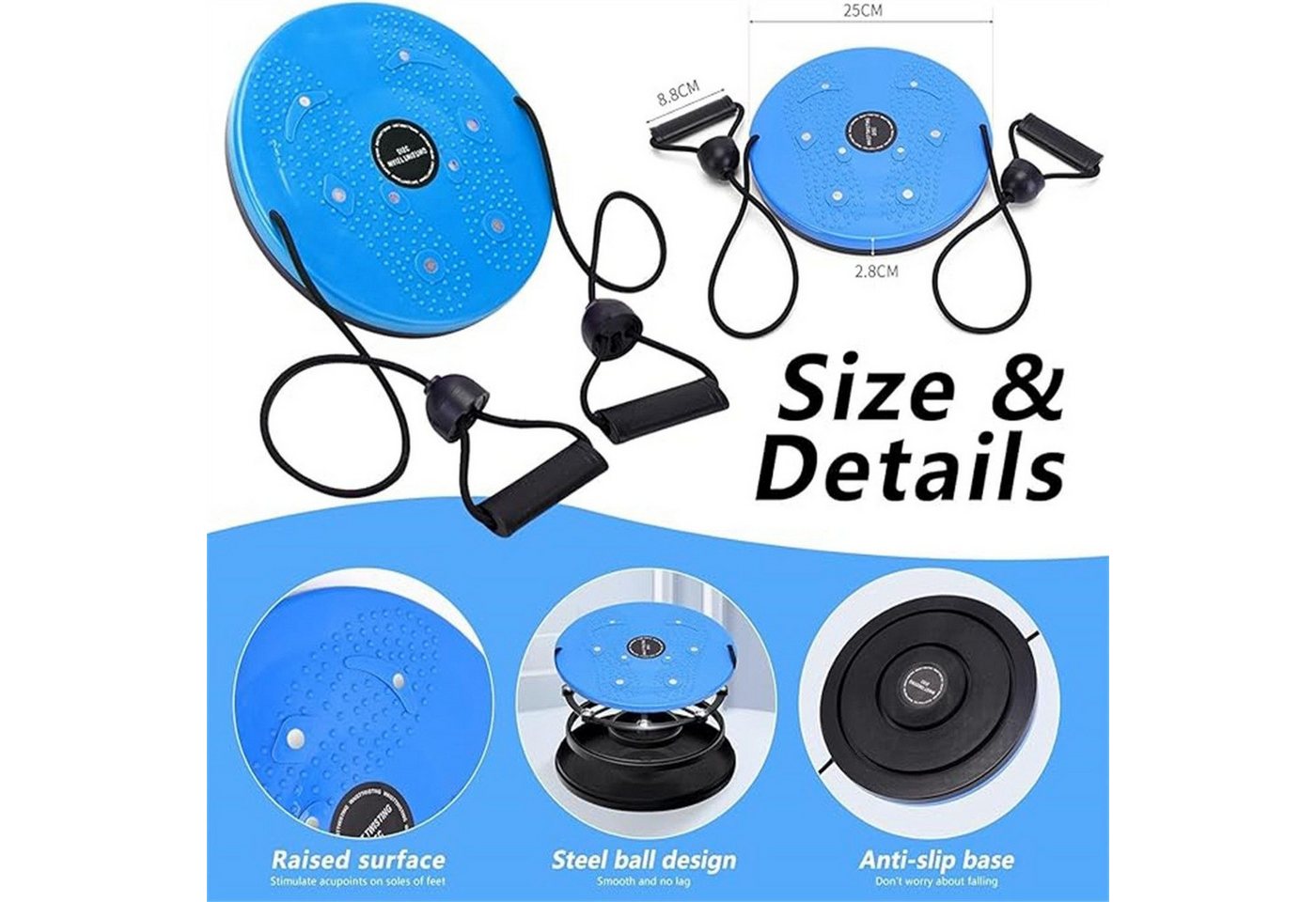 AURIVION Bauchtrainer Ab Twister Balance Board für Taille & Bauch Training (Set, 1-St., Waist Disc für Body Shaping und Körpertraining), Drehplatte Fitness Board für Zuhause Workout & Übungen Bild 2
