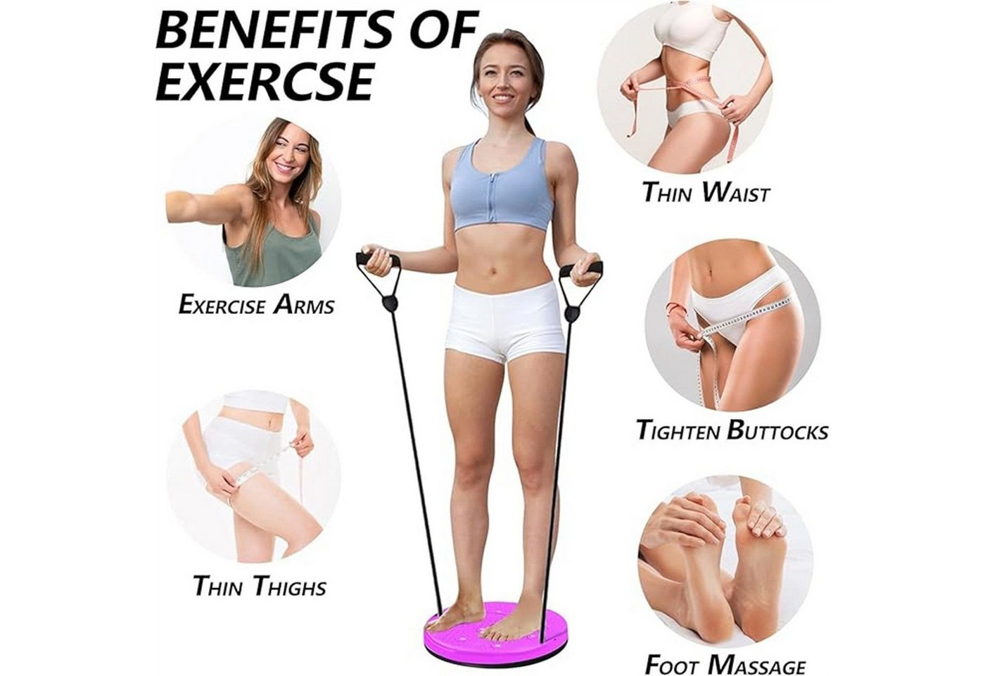 AURIVION Bauchtrainer Ab Twister Balance Board für Taille & Bauch Training (Set, 1-St., Waist Disc für Body Shaping und Körpertraining), Drehplatte Fitness Board für Zuhause Workout & Übungen Bild 5