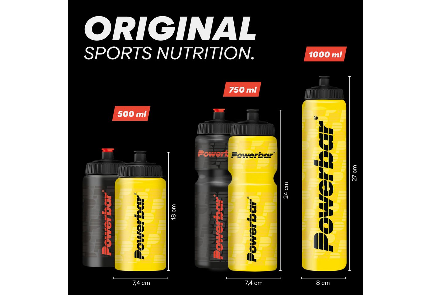 PowerBar Trinkflasche Sporttrinkflasche 4 x 750ml gelb auslaufsicher BPA frei Bild 3