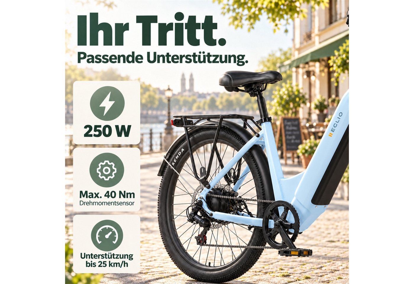 Vankel E-Bike e bike für herren 26 zoll 18.2AH 36V 655WH damen 120km Elektrofahrrad, Kettenschaltung, Heckmotor, 655 Wh, Komfortables Stadtrad mit Scheibenbremsen & 26" Bereifung für Pendler