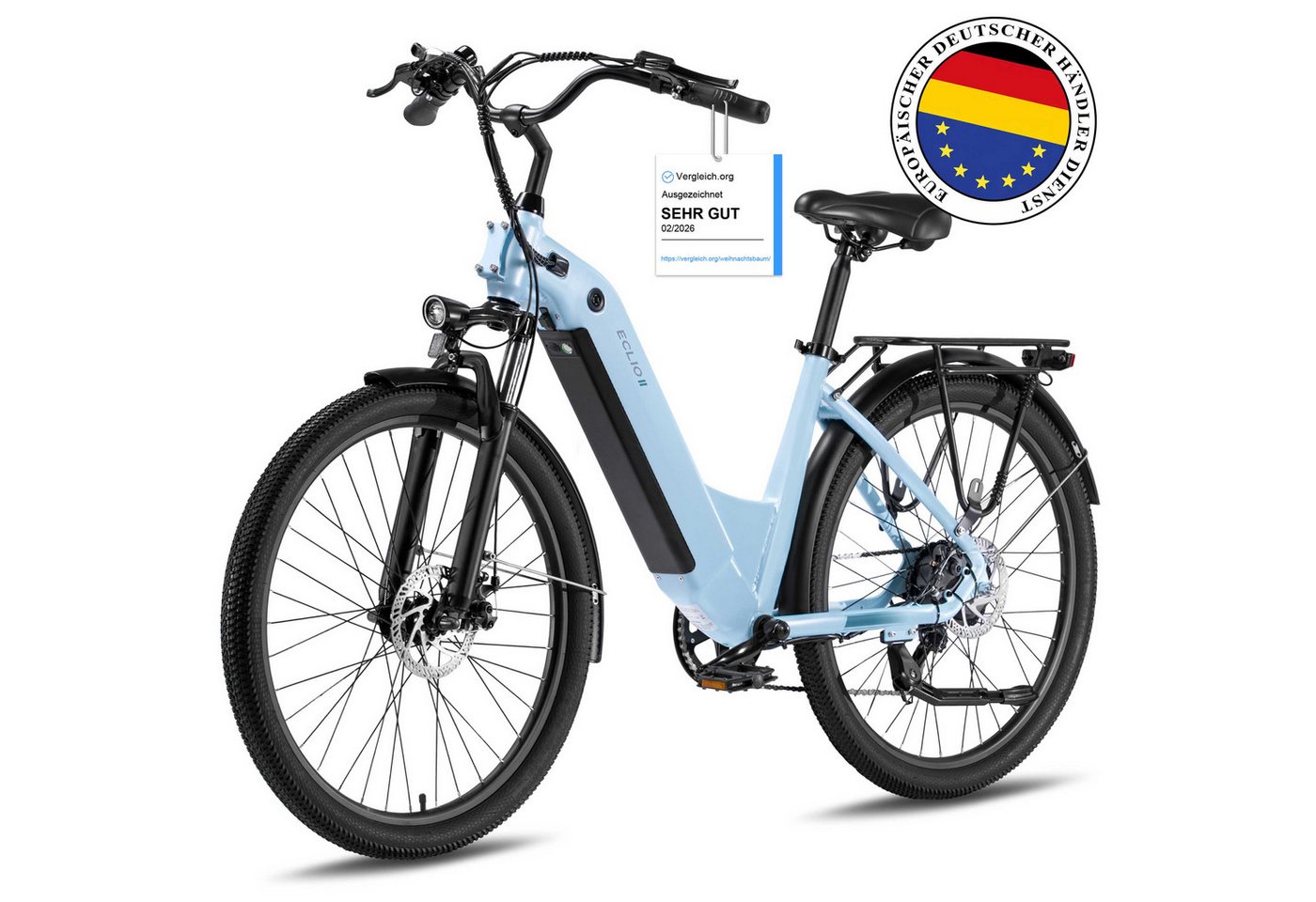 Vankel E-Bike e bike für herren 26 zoll 18.2AH 36V 655WH damen 120km Elektrofahrrad, Kettenschaltung, Heckmotor, 655 Wh, Komfortables Stadtrad mit Scheibenbremsen & 26" Bereifung für Pendler Bild 3