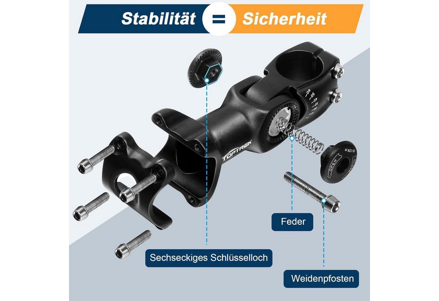 LuxusKollektion Lenkervorbau Fahrradlenker Vorbau 31.8mm*110mm Aluminium verstellbar mit Bild 2