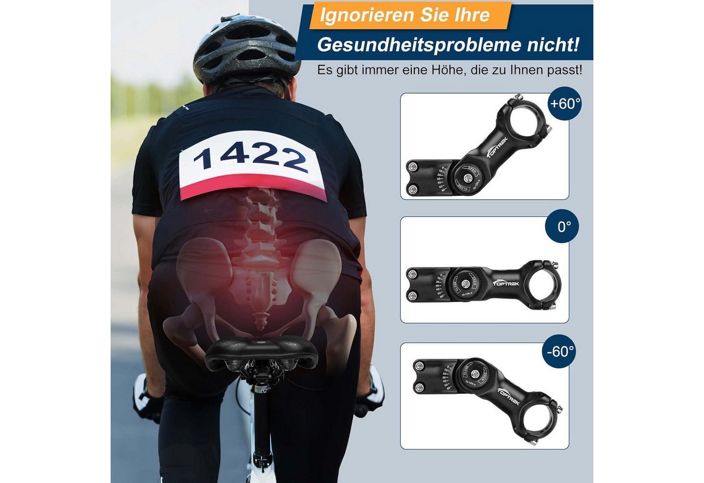 LuxusKollektion Lenkervorbau Fahrradlenker Vorbau 31.8mm*110mm Aluminium verstellbar mit Bild 3