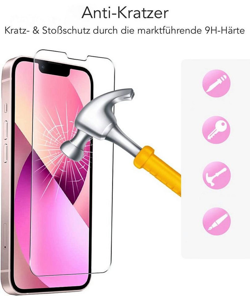 AVANA Schutzfolie iPhone 13 / Pro / mini / Pro Max Panzerglas Schutzglas 9H Panzerfolie, (2 Stück), Displayschutz, klar Bild 4