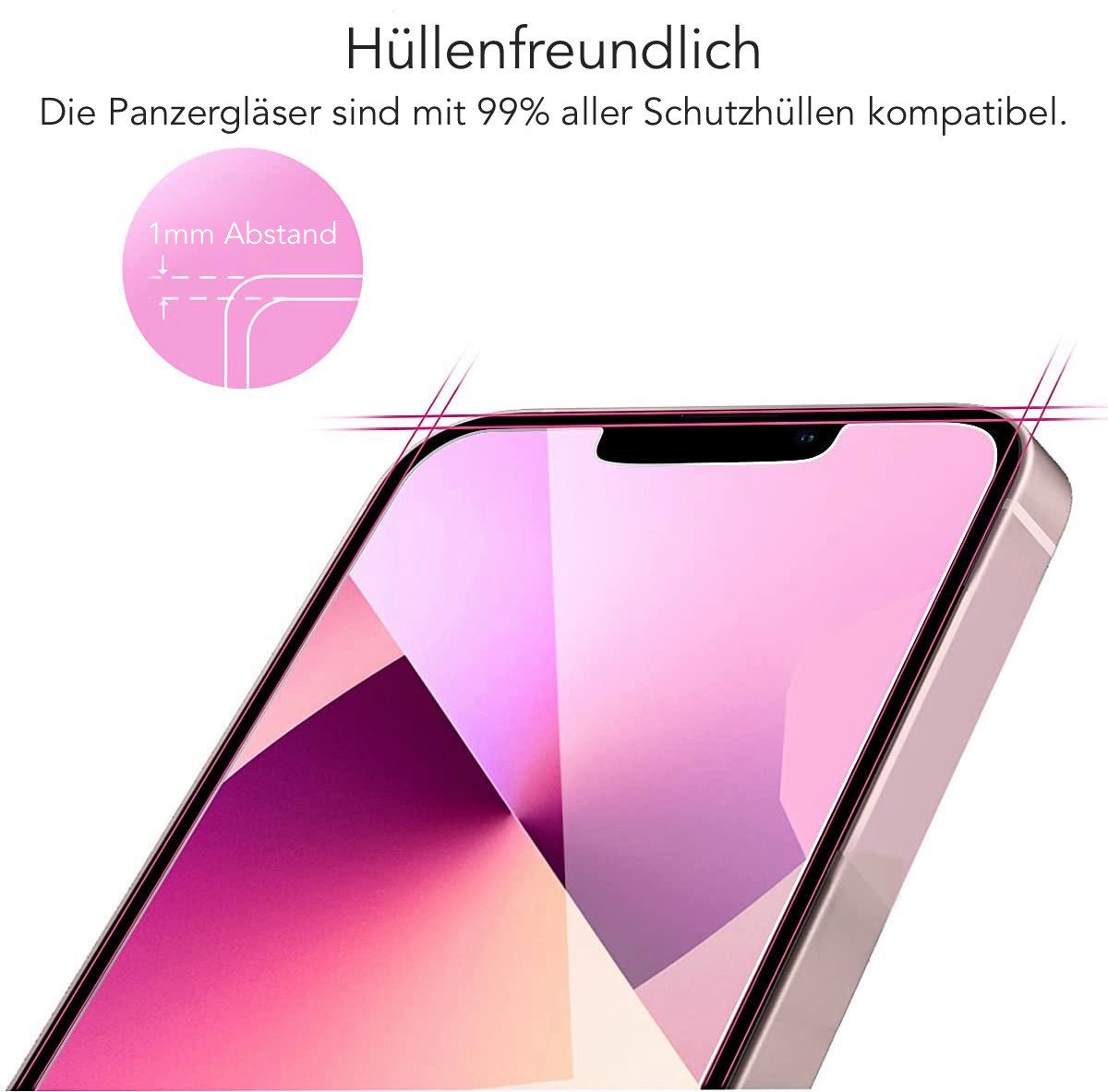 AVANA Schutzfolie iPhone 13 / Pro / mini / Pro Max Panzerglas Schutzglas 9H Panzerfolie, (2 Stück), Displayschutz, klar Bild 5