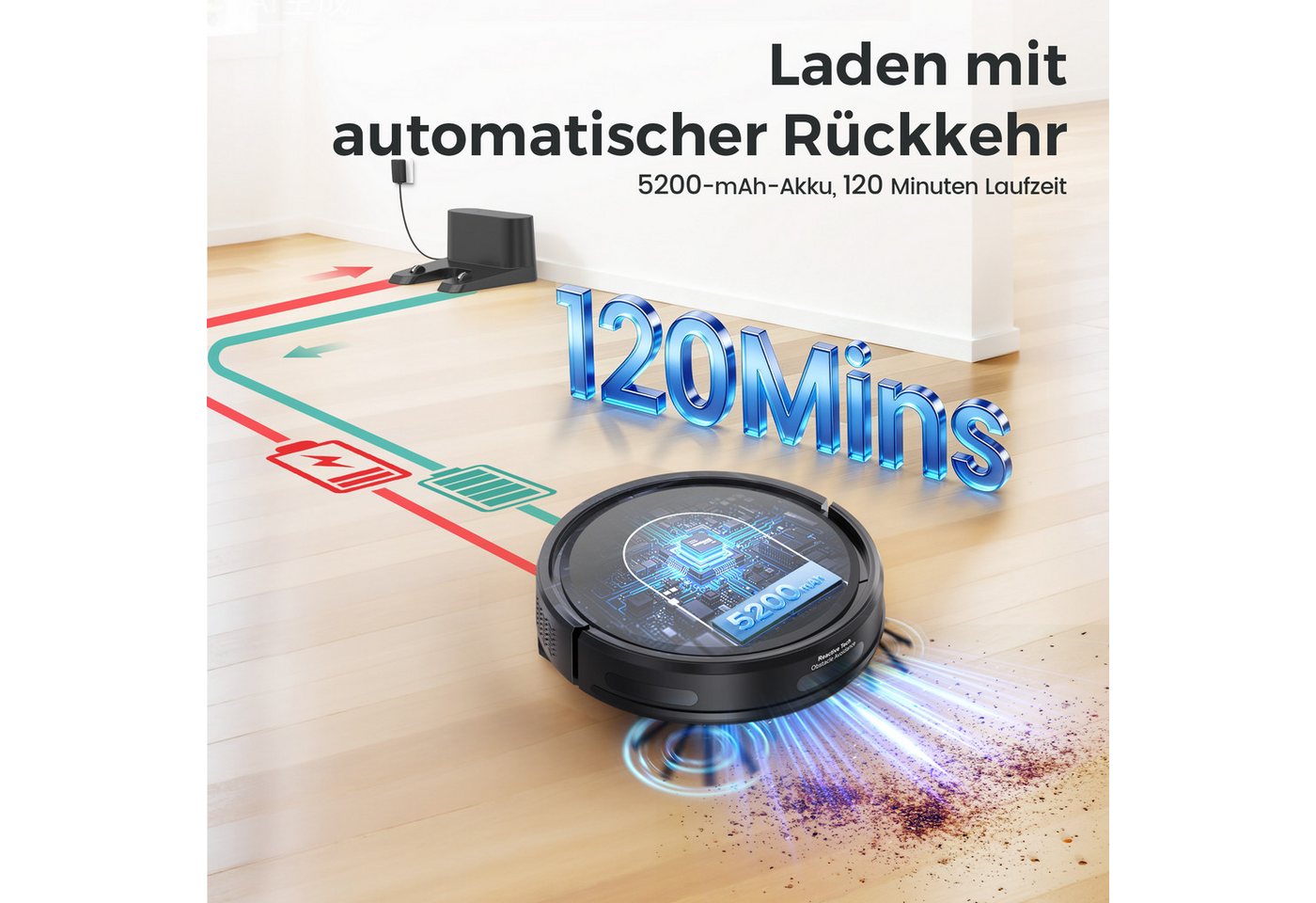 INSE Nass-Trocken-Saugroboter Saugroboter E2 3-in-1 Saugroboter mit Wischfunktion, 3000Pa/120Min, beutellos, 3000Pa Saugkraft, 120Min, Intelligente Navigation, 3 Reinigungsmodi