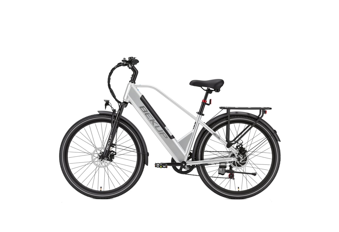 BEKUP E-Bike Cityrad V2 26 Zoll Cityrad Elektrofahrrad, Damen u. Herren, 45 Nm, 7 Gang Shimano Shimano Tourney TZ Schaltwerk, Kettenschaltung, Heckmotor, 522 Wh, (Komplettset, E-Bike inklusive Akku und Ladegerät), City-Trekkingrad bis 120 km, 250 W Heckmotor, Scheibenbremsen