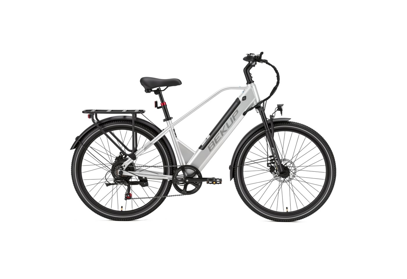 BEKUP E-Bike Cityrad V2 26 Zoll Cityrad Elektrofahrrad, Damen u. Herren, 45 Nm, 7 Gang Shimano Shimano Tourney TZ Schaltwerk, Kettenschaltung, Heckmotor, 522 Wh, (Komplettset, E-Bike inklusive Akku und Ladegerät), City-Trekkingrad bis 120 km, 250 W Heckmotor, Scheibenbremsen Bild 5