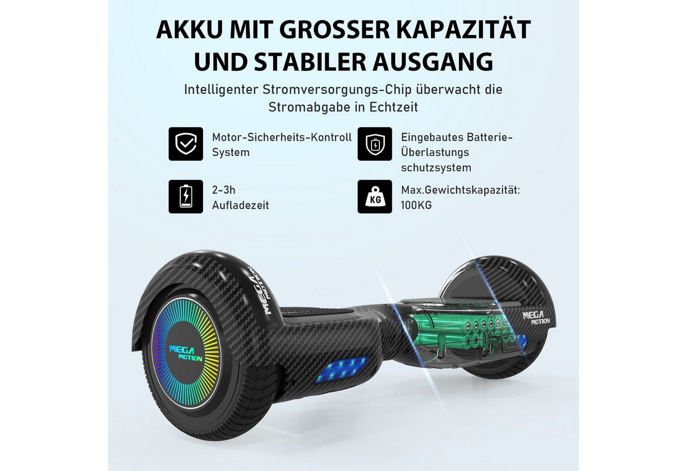 HITWAY Balance Scooter 6,5 Zoll Hoverboard mit Bluetooth und zwei starke Motoren, 15 km/h, Geschenk für Kinder und Jugendliche Bild 5