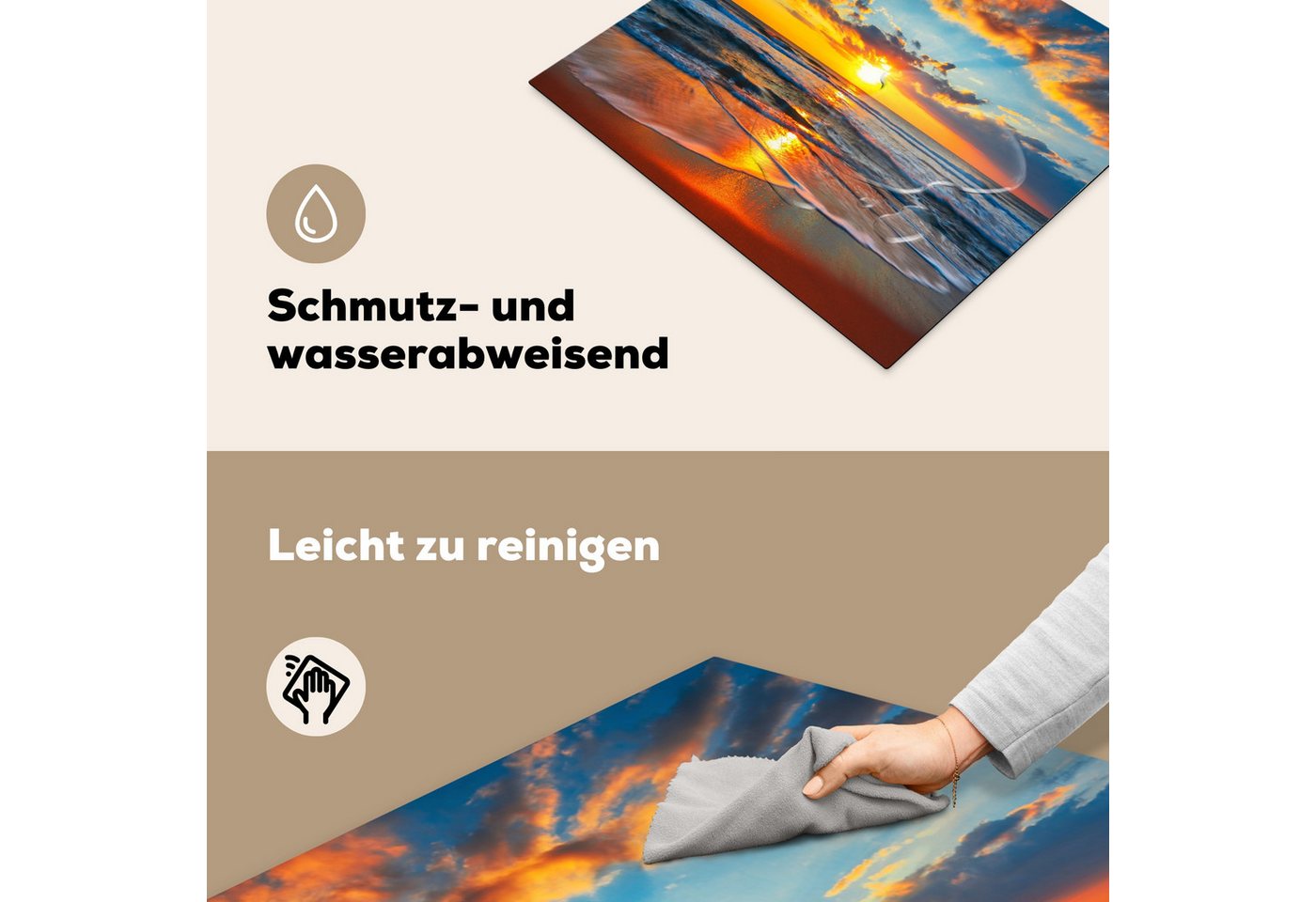 MuchoWow Herd-Abdeckplatte Sonne - Strand - Meer - Sonnenuntergang, Vinyl, (1 tlg), Abdeckplatte für Ceranfeld, Herd Inductionsmatte, 57x51 cm Bild 3