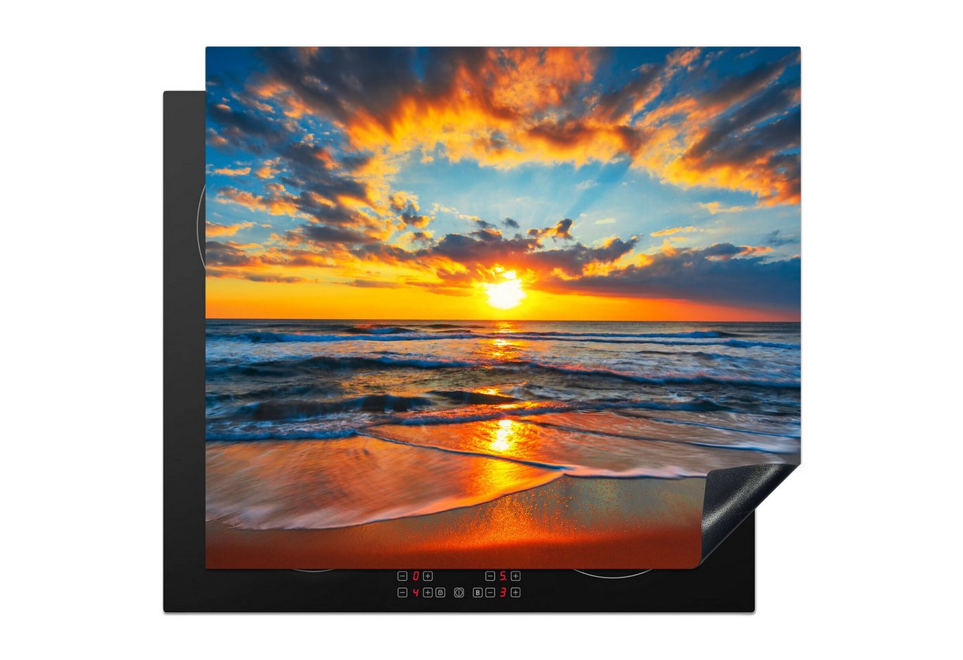 MuchoWow Herd-Abdeckplatte Sonne - Strand - Meer - Sonnenuntergang, Vinyl, (1 tlg), Abdeckplatte für Ceranfeld, Herd Inductionsmatte, 57x51 cm Bild 4