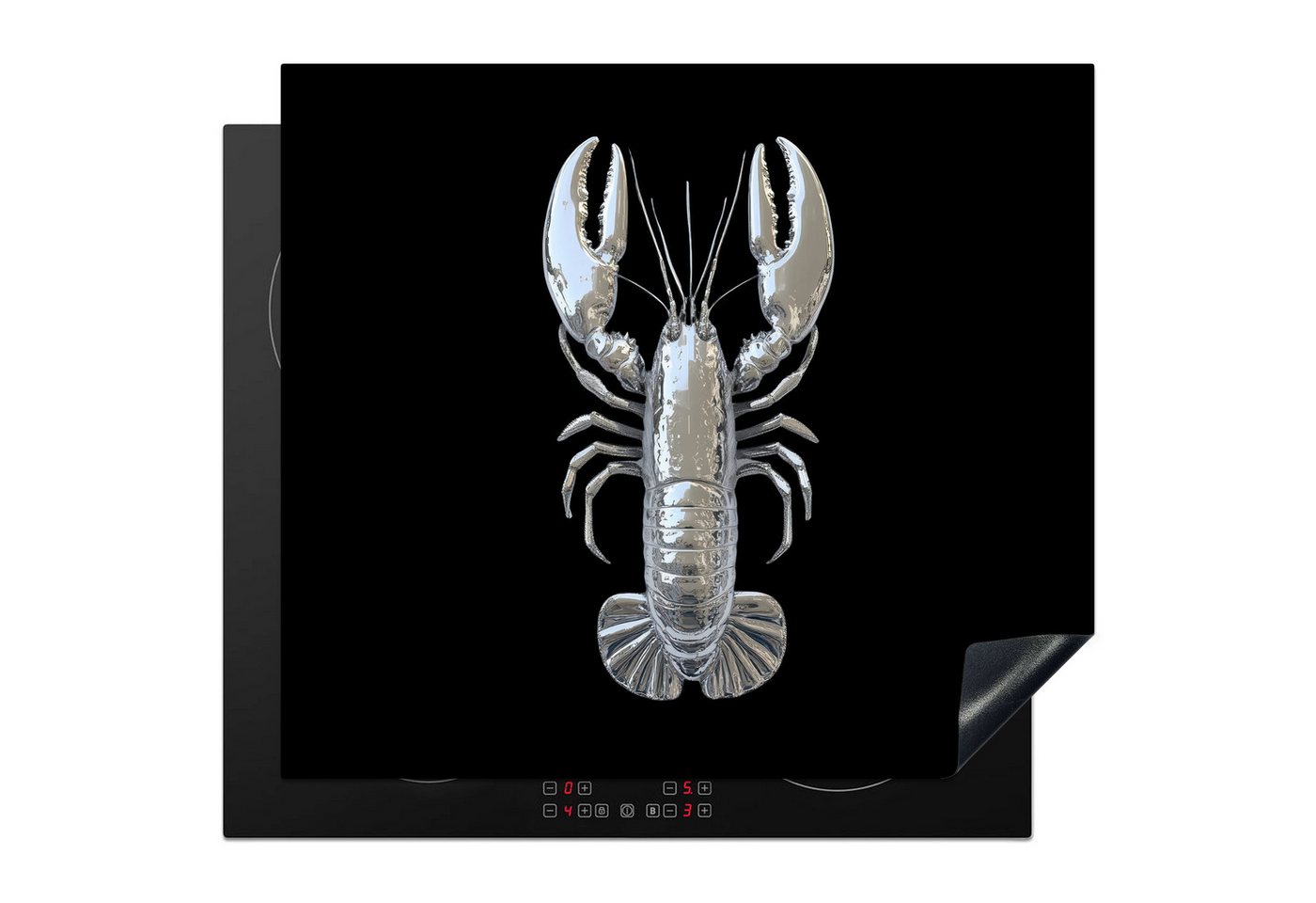 MuchoWow Herd-Abdeckplatte Hummer - Silber - Metallisch - Luxus, Vinyl, (1 tlg), Ceranfeldabdeckung Küche, Herdabdeckplatte Einteilig, 60x52 cm